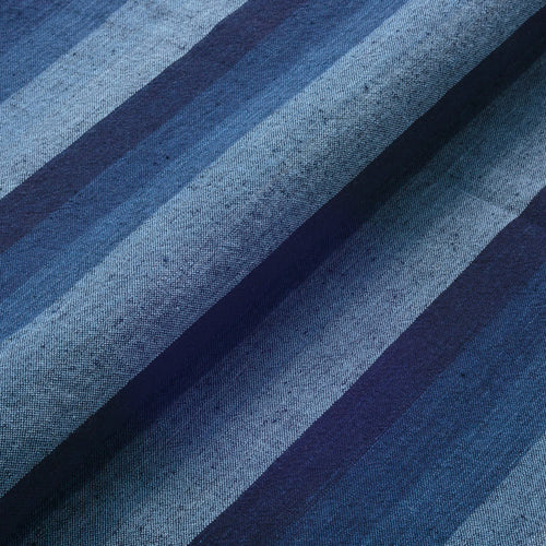 Japanese indigo fabric Futo-katsuo shima thick bonito stripes fabric full view | BANSYO
