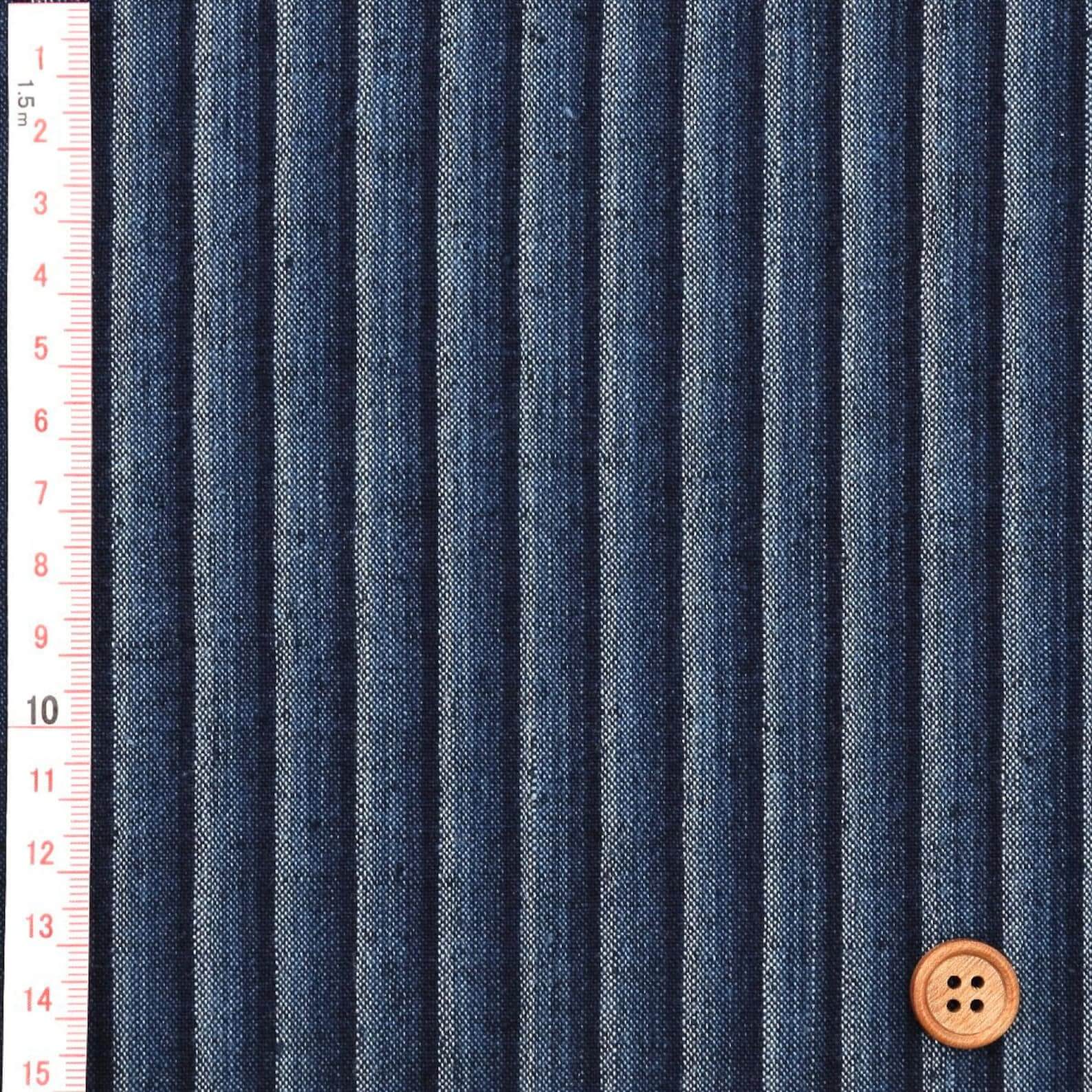 Japanese Indigo cotton fabric Bonito stripes Width 100cm by the yard texture | BANSYO