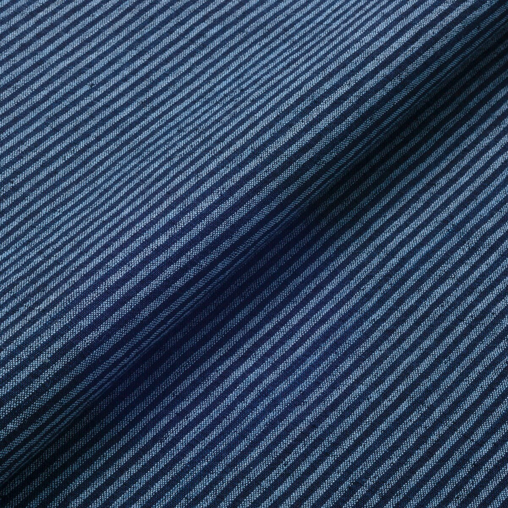 Japanese indigo fabric Sendai stripes traditional cotton 100cm width fabric by the yard close up | BANSYO