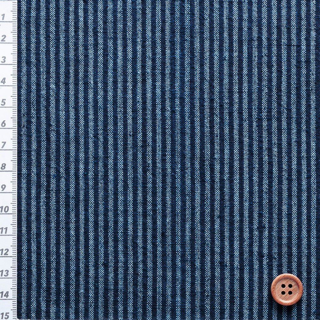 Japanese indigo fabric Sendai stripes traditional cotton 100cm width fabric by the yard texture | BANSYO