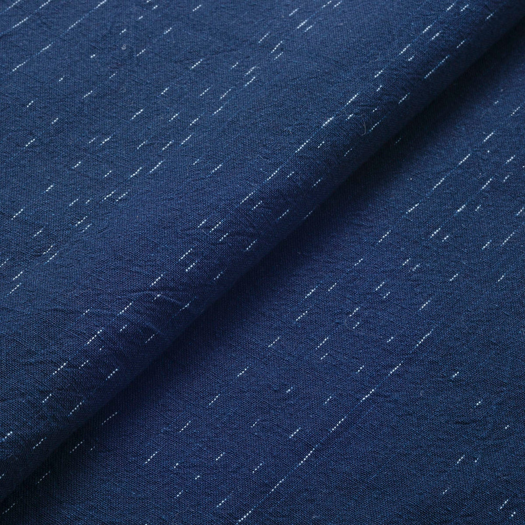 Japanese Indigo kasuri fabric Kosame-Shima drizzle stripes – yard close up | BANSYO