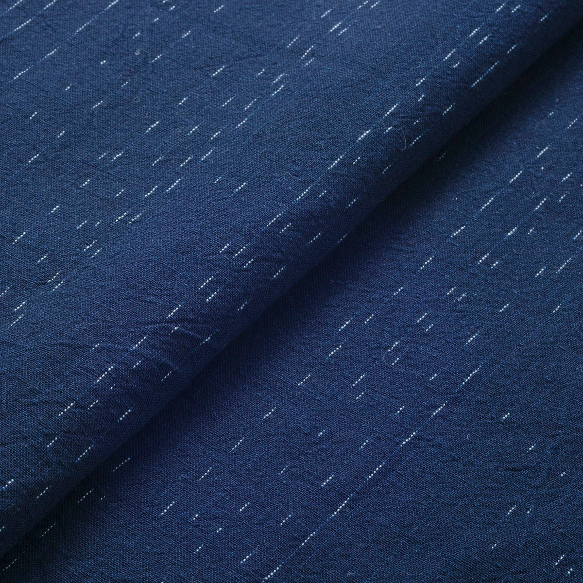 Japanese Indigo kasuri fabric Kosame-Shima drizzle stripes – yard close up | BANSYO