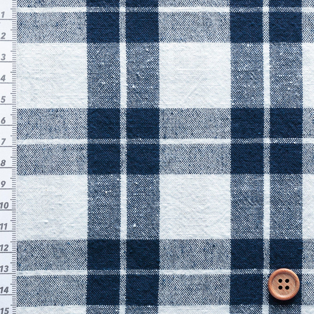 Japanese Indigo Cotton Ecru Double Benkei Checkered 119cm Width – Yard textile | BANSYO