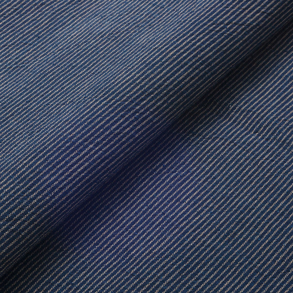 Japanese Indigo and Charcoal Fabric Daimyo Stripe 120cm – Yard close up | BANSYO