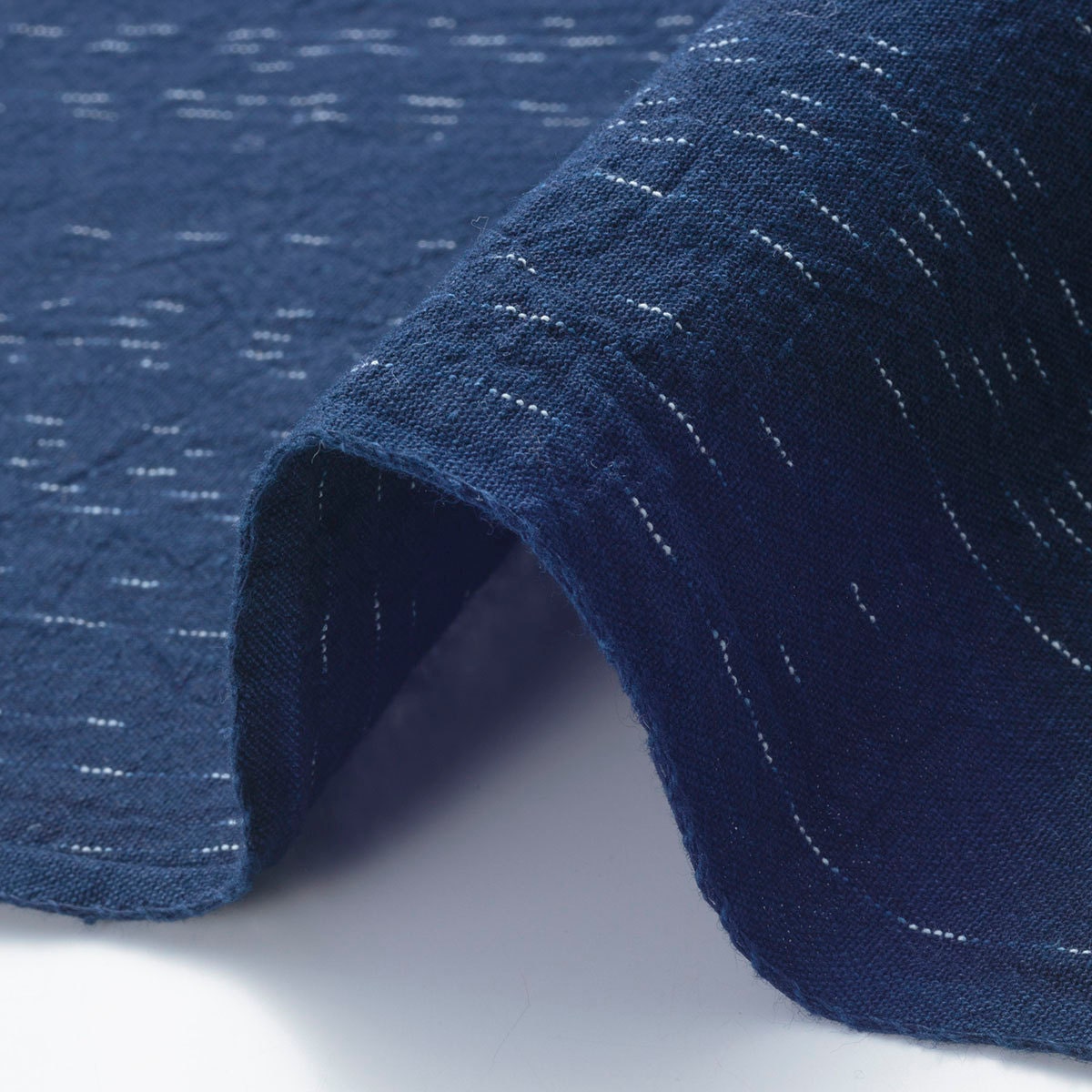 Japanese Indigo kasuri fabric Kosame-Shima drizzle stripes – yard detail | BANSYO