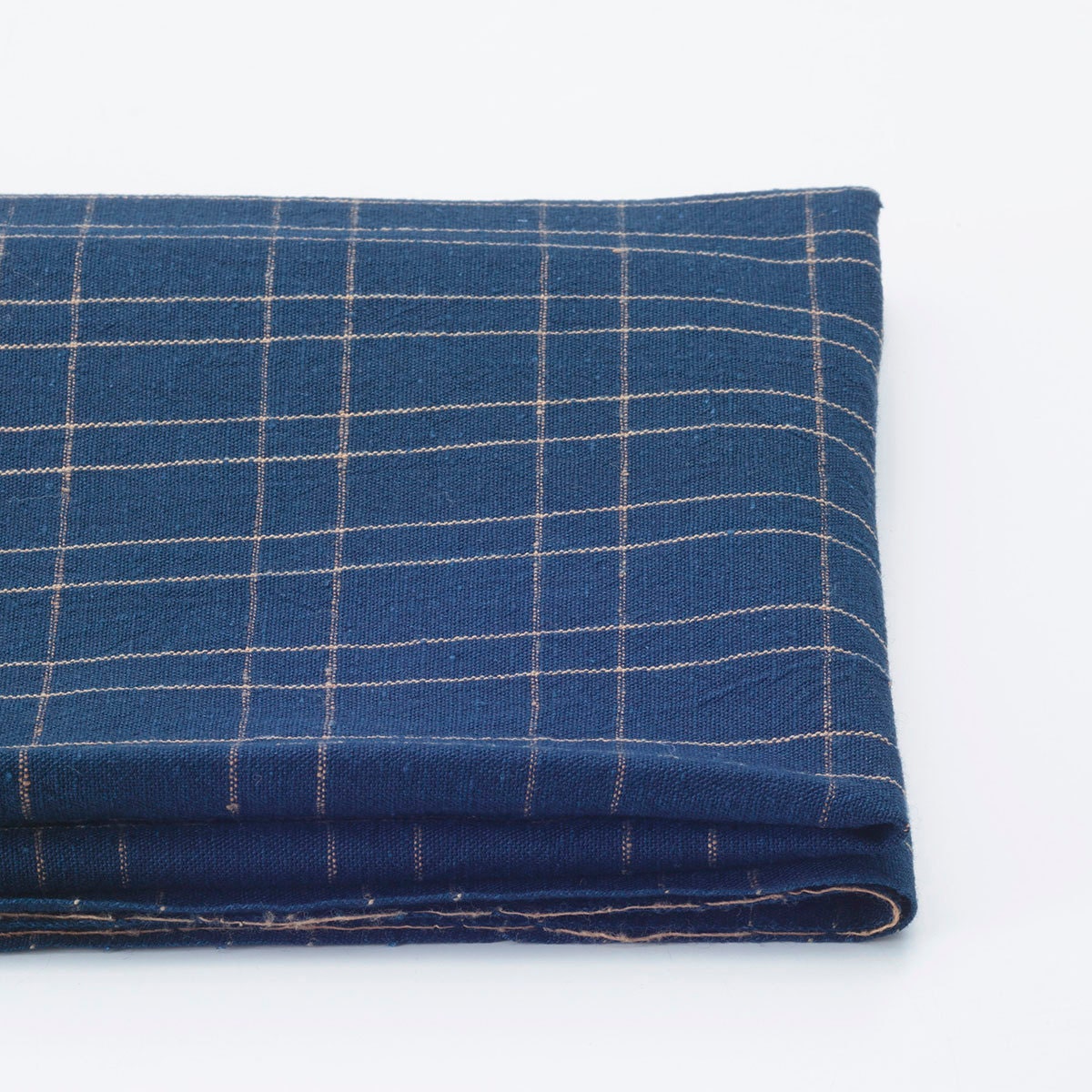 Japanese indigo fabric Futasuji-kōshi traditional persimmon dyed checkered 119cm width cotton fabric by the yard fabric pattern | BANSYO