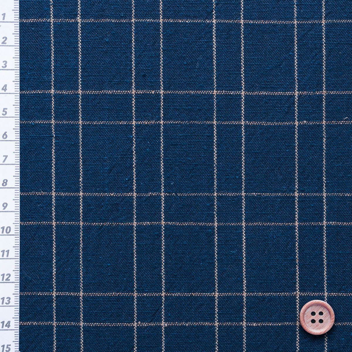 Japanese indigo fabric Futasuji-kōshi traditional persimmon dyed checkered 119cm width cotton fabric by the yard texture | BANSYO