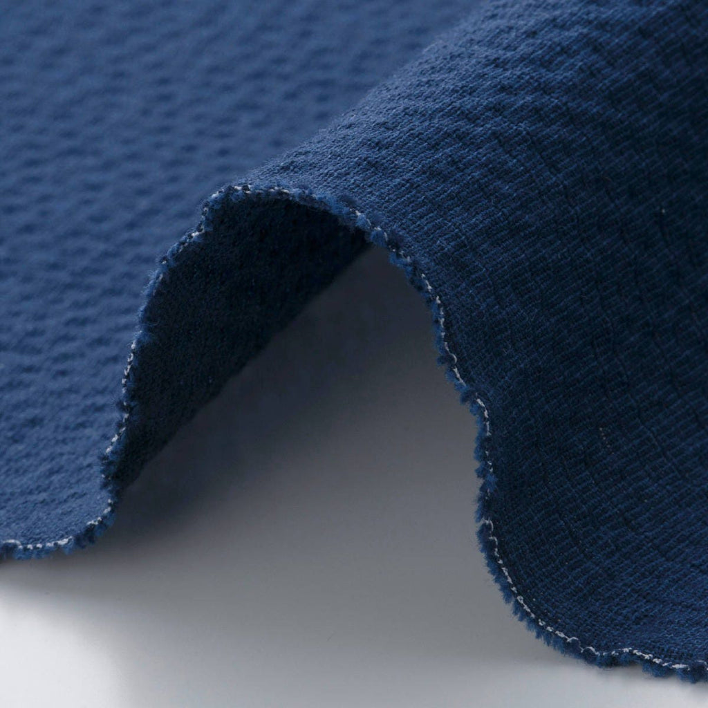 Japanese cotton light Seersucker Fabric Awa Indigo Navy Blue – Yard detail | BANSYO
