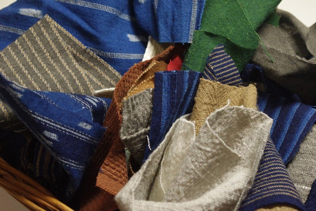 Japanese Indigo Scrap Pack 300g Fushiori Kasuri & Solids how to a | BANSYO