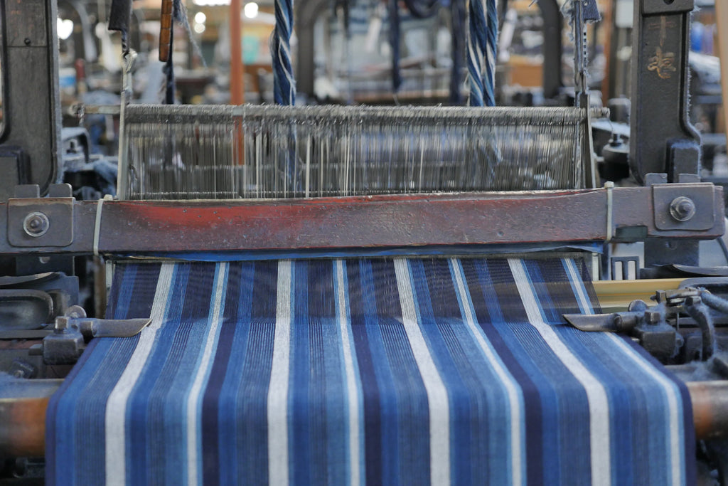Japanese Indigo Cotton Fabric Matsusaka Sanbon Stripes White by the yard how to | BANSYO