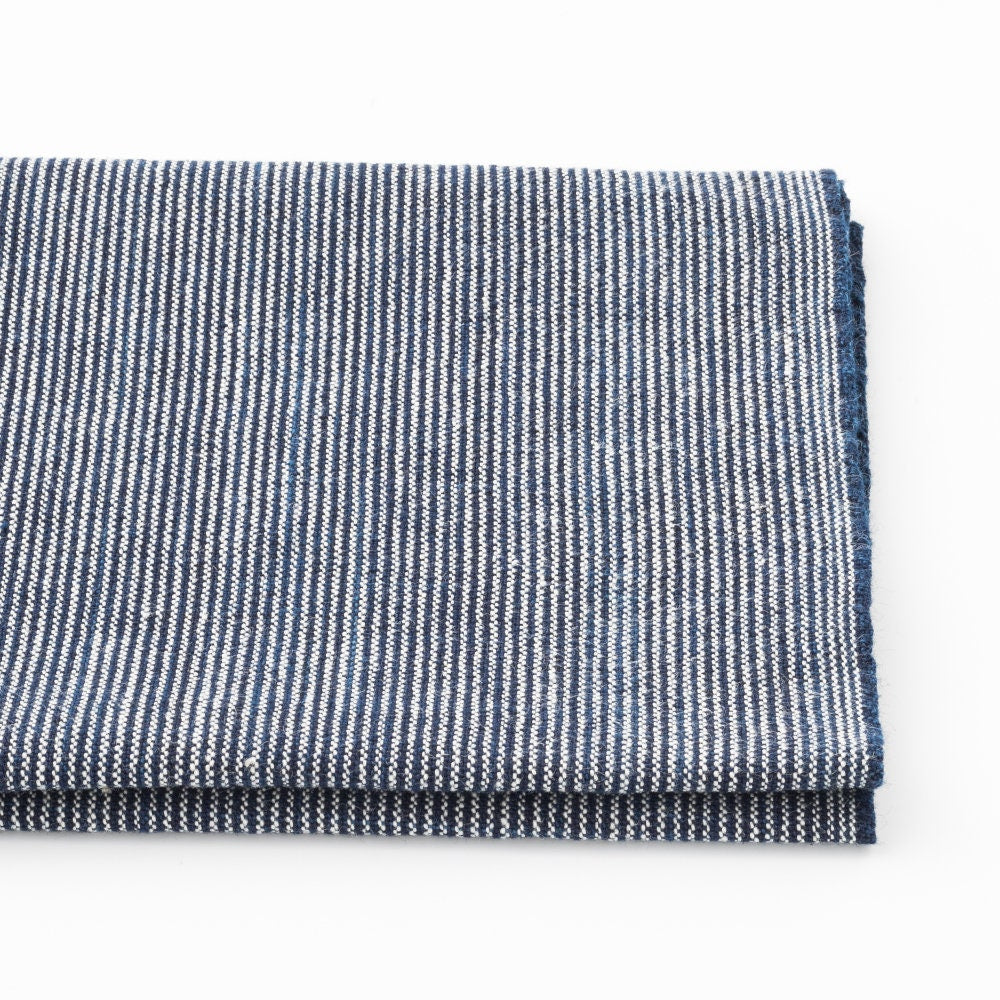 Japanese Indigo Stripe Fabric - Mansuji "Ten Thousand Streaks" Matsusaka Cotton |  Fabric by the Meter | Traditional Thin Stripe Textile