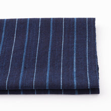 Load image into Gallery viewer, Indigo Fabric by the yard, Futo-daimyo (feudal lord) stripes, Matsusaka cotton
