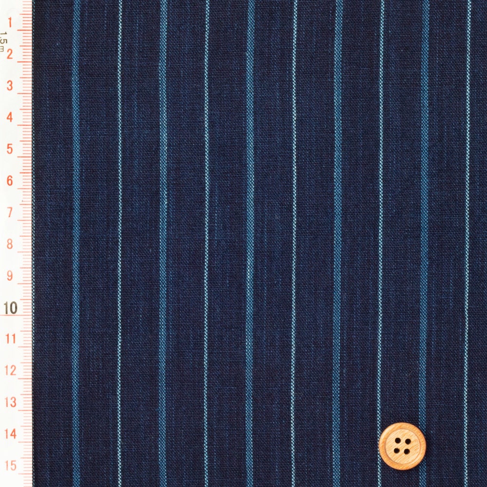 Japanese Indigo Cotton Fabric Matsusaka Futo-daimyo Stripe textile | BANSYO