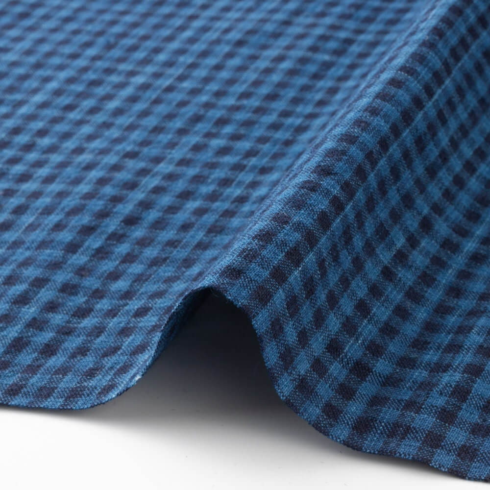 Japanese cotton fabric checkered Matsusaka Mijin-koushi - yard detail | BANSYO