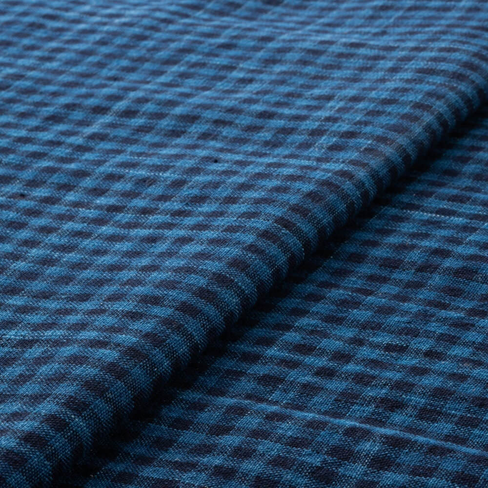 Japanese cotton fabric checkered Matsusaka Mijin-koushi - yard close up | BANSYO