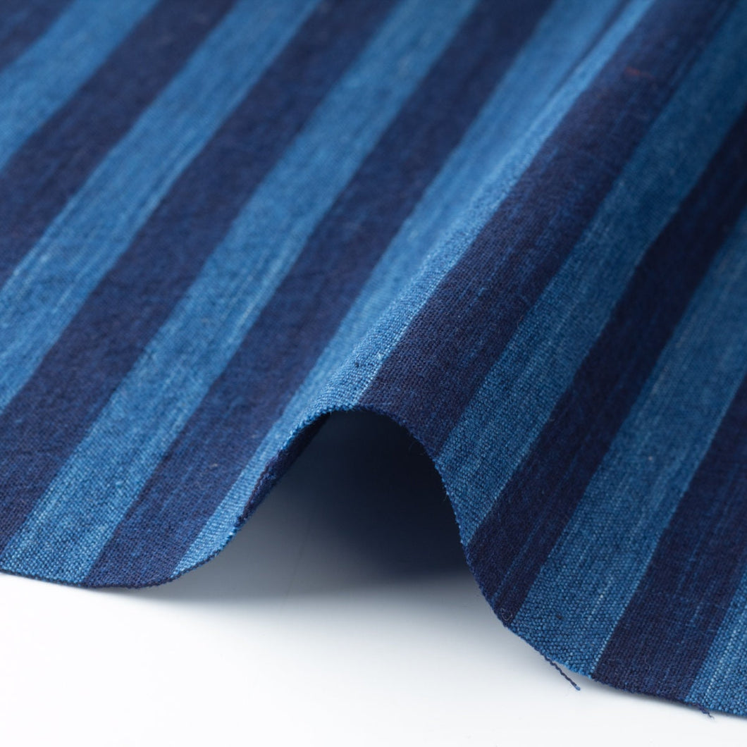 Stripe fabric by the yard, Japanese indigo fabric, Futo-sendai, Matsusaka Cotton