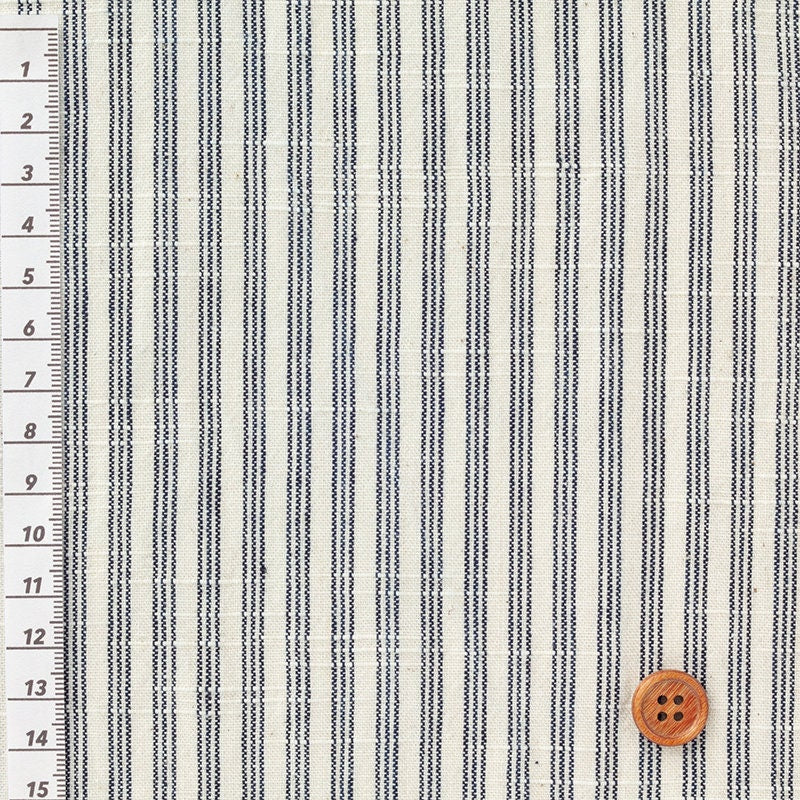 Japanese Indigo Cotton Fabric Matsusaka Sanbon Stripes White by the yard texture | BANSYO