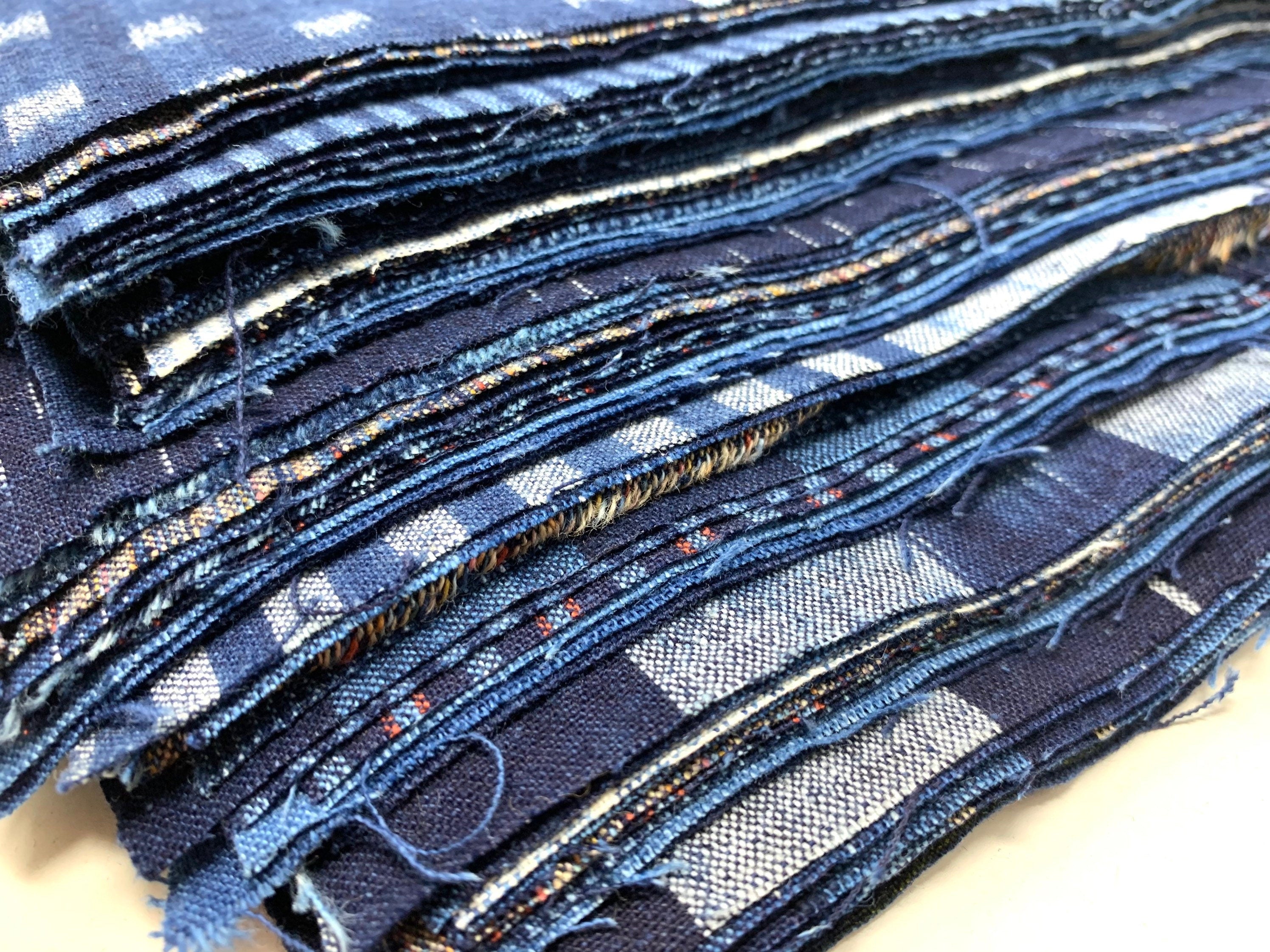 Japanese Indigo Scrap fabric Set 10-Piece Bingo Fushiori Kasuri product image b | BANSYO