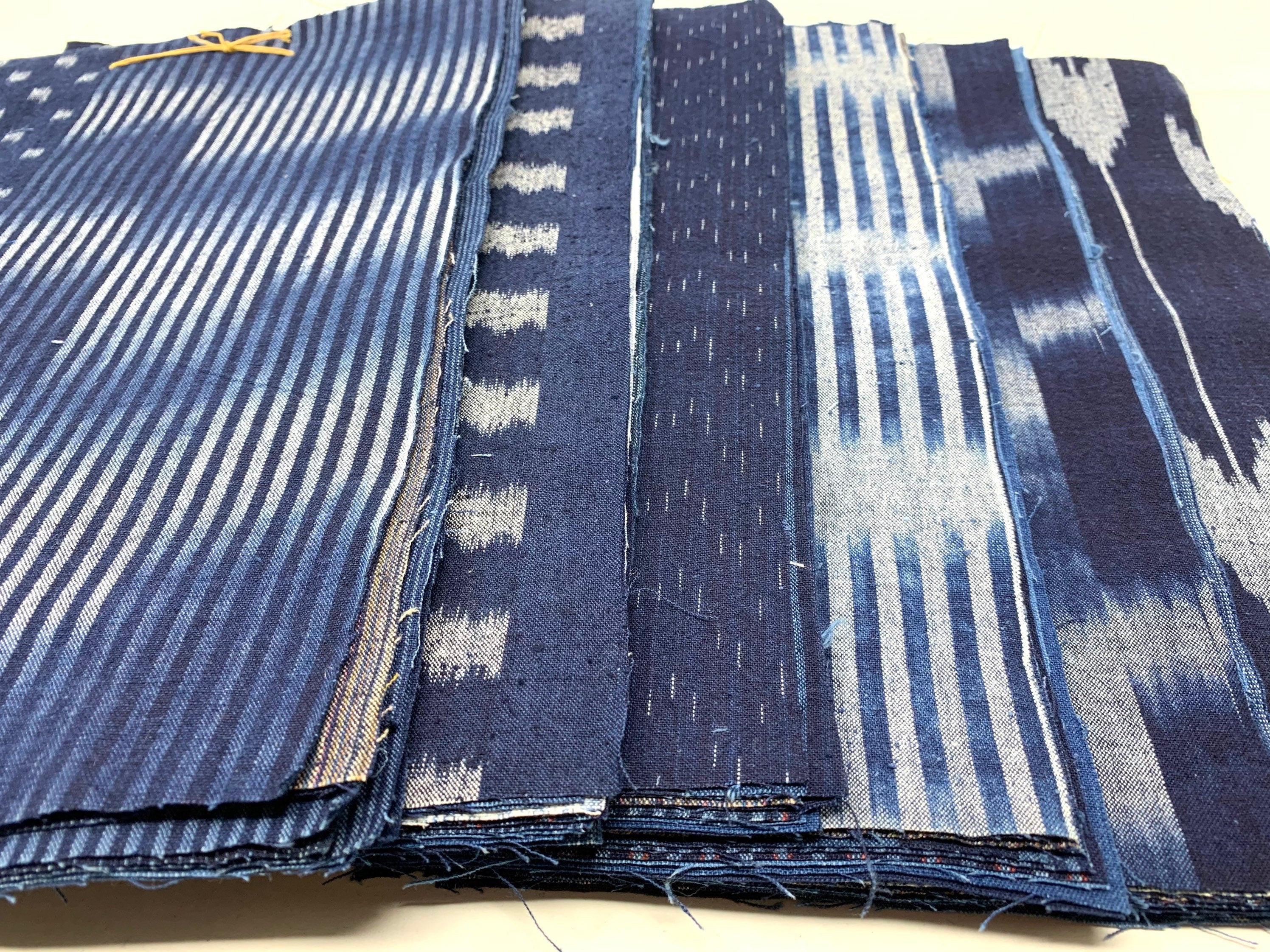 Japanese Indigo Scrap fabric Set 10-Piece Bingo Fushiori Kasuri product image a | BANSYO