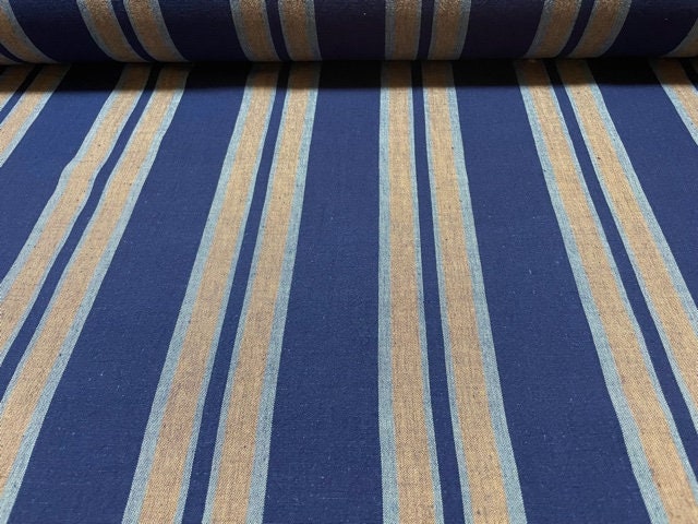 Plants dyed fabric by the yard, Stripe fabric, Multicolor futo (thick) stripes Japanese Cotton Fabric By the yard