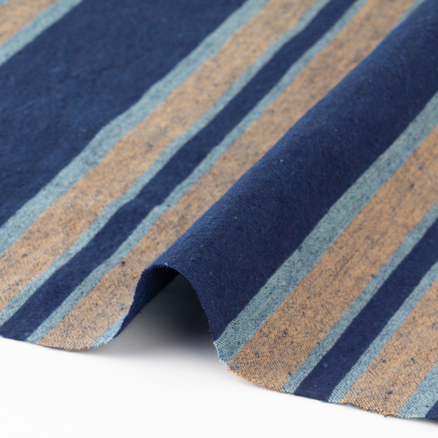 Plants dyed fabric by the yard, Stripe fabric, Multicolor futo (thick) stripes Japanese Cotton Fabric By the yard