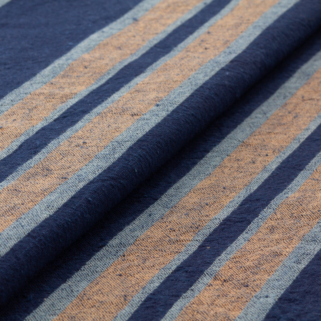Plants dyed fabric by the yard, Stripe fabric, Multicolor futo (thick) stripes Japanese Cotton Fabric By the yard
