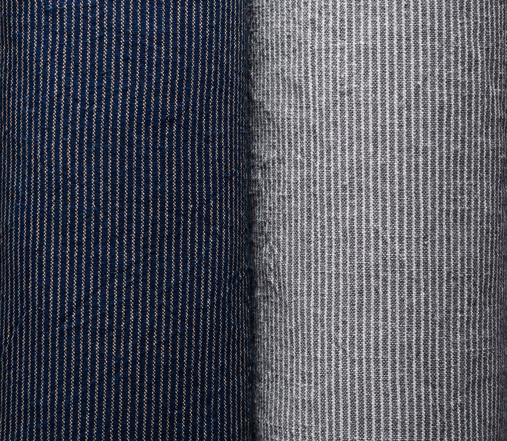 Japanese Indigo and Charcoal Fabric Daimyo Stripe 120cm – Yard full view | BANSYO