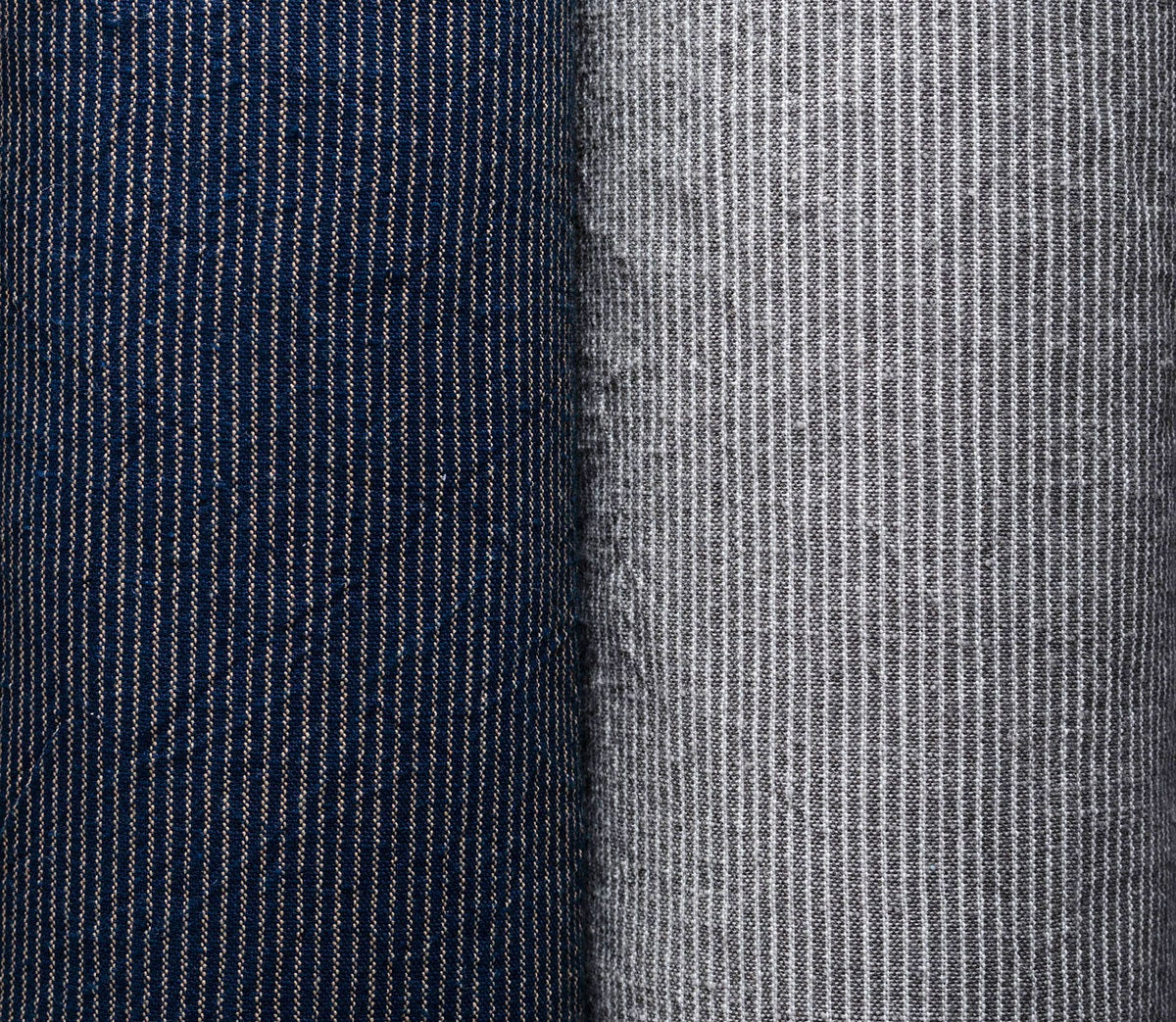 Japanese Indigo and Charcoal Fabric Daimyo Stripe 120cm – Yard full view | BANSYO