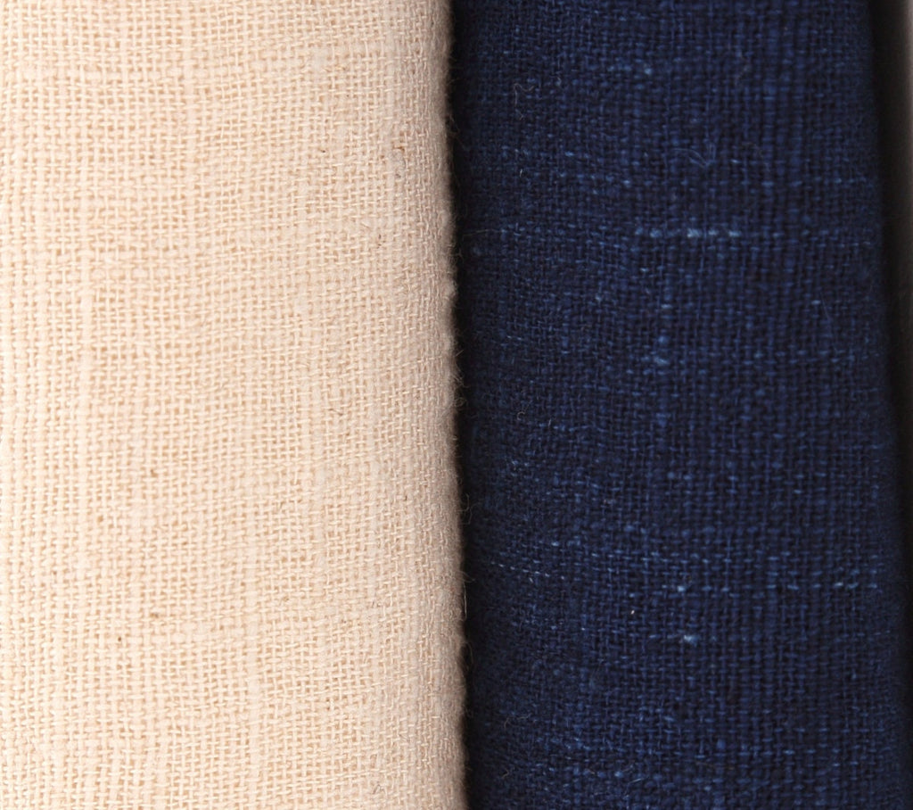 Indigo-Dyed Cotton Hemp Fabric by the yard– Menasa Fushiori from Japan – Light & Breathable