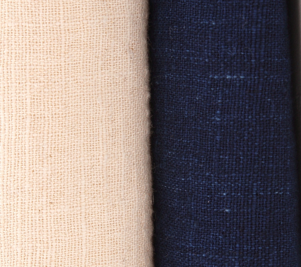 Indigo-Dyed Cotton Hemp Fabric by the yard– Menasa Fushiori from Japan – Light & Breathable