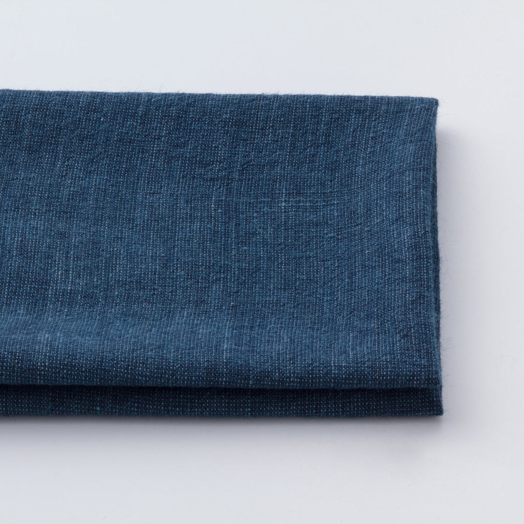 Cotton hemp Shimofuri, Indigo cotton linen fabric, Japan Aizome cotton