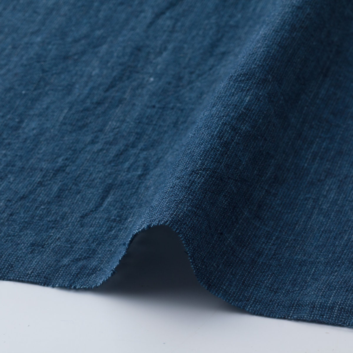 Cotton hemp Shimofuri, Indigo cotton linen fabric, Japan Aizome cotton