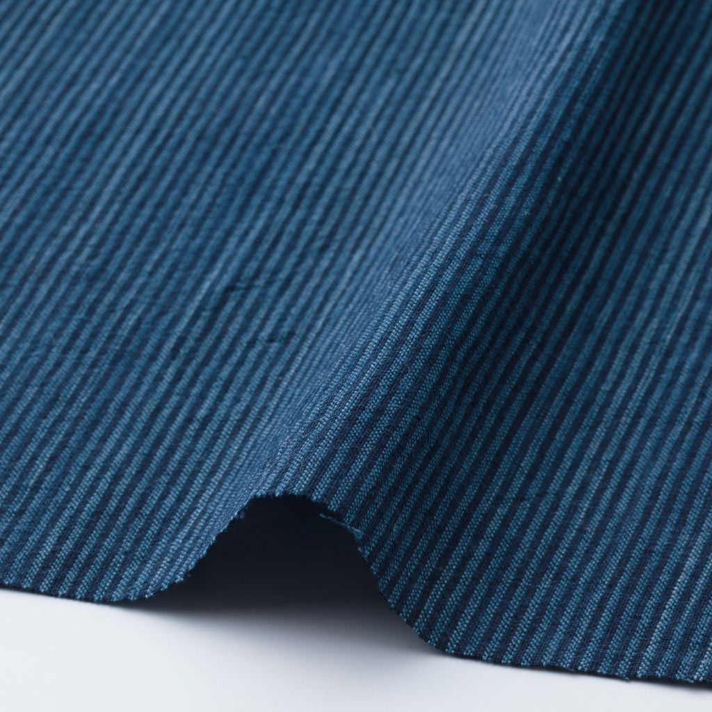 Matsusaka Cotton, Gobo (burdock) shima, Indigo Fabric Japanese Cotton Fabric By the yard